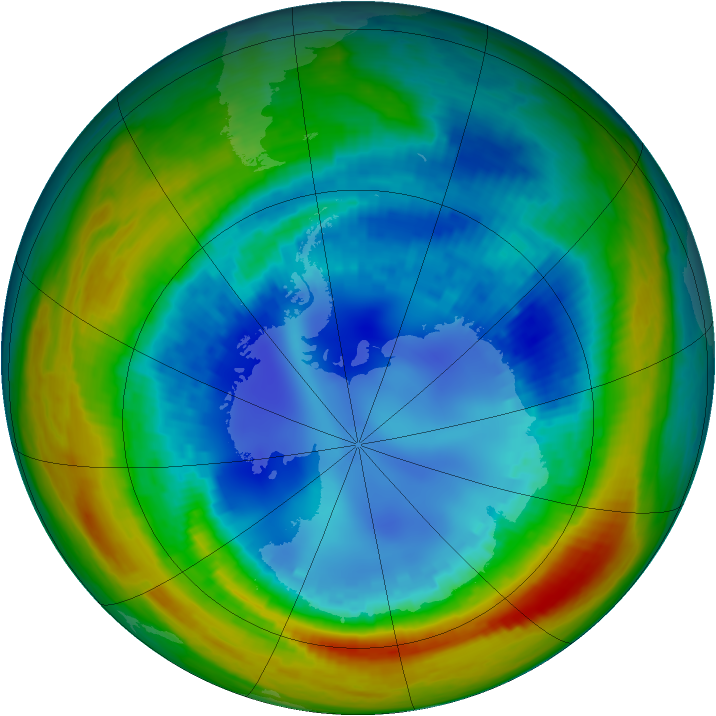 Antarctic ozone map for 21 August 2002